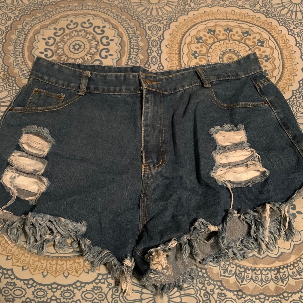 Ripped distressed shorts